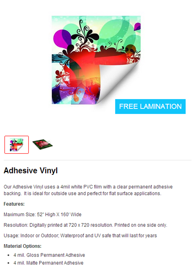Adhesive Vinyl Print, North Hollywood, Los Angeles